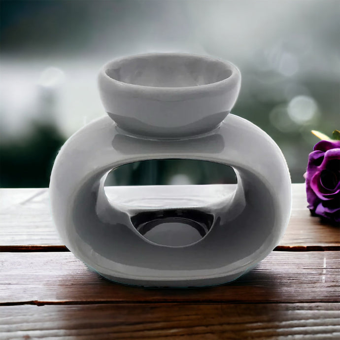 Grey Oval Ceramic Wax Melt Burner